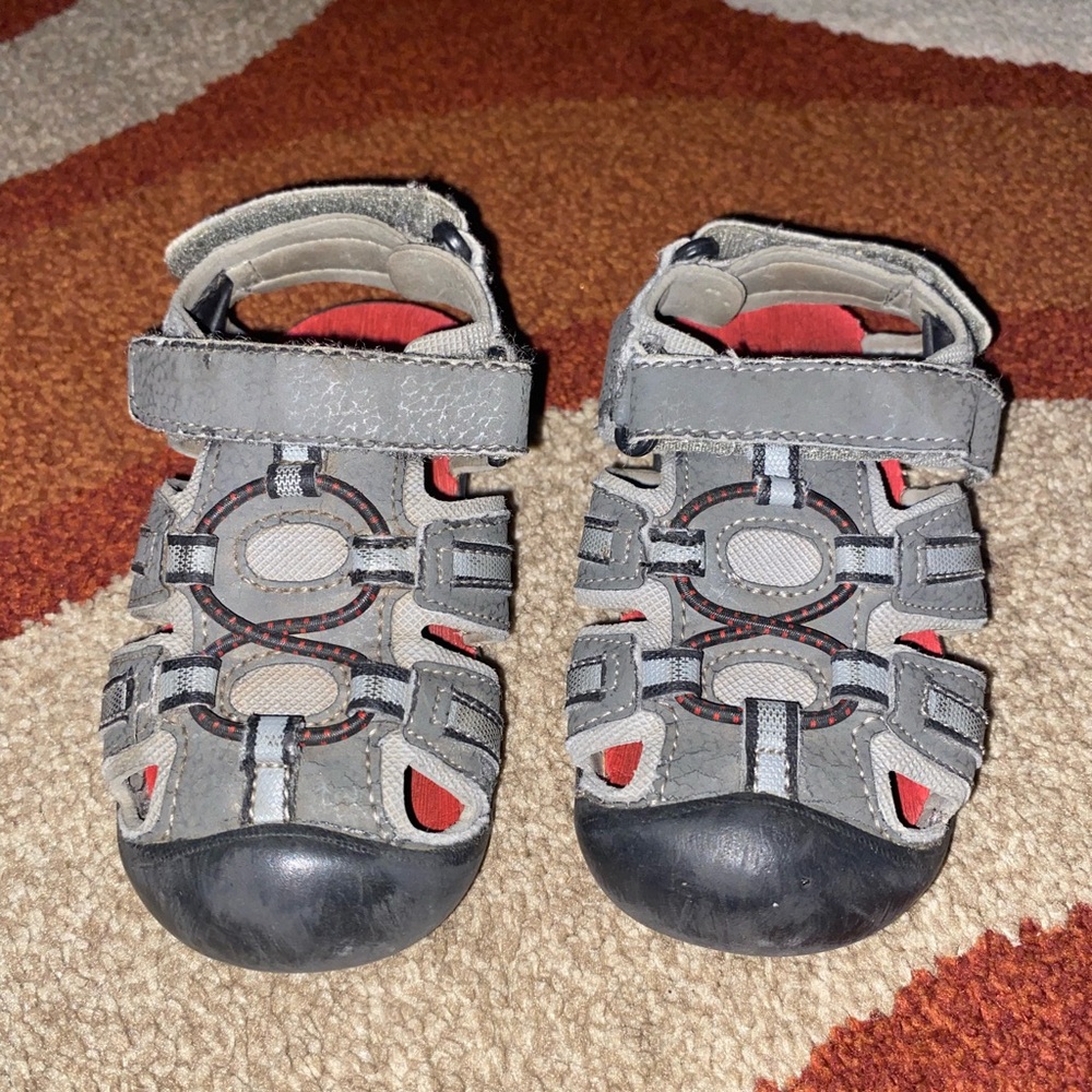 Gray and Black Kids Sandals